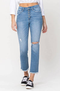 Vervet By Flying Monkey - Tori Button Fly Kick Mini Flair Jeans