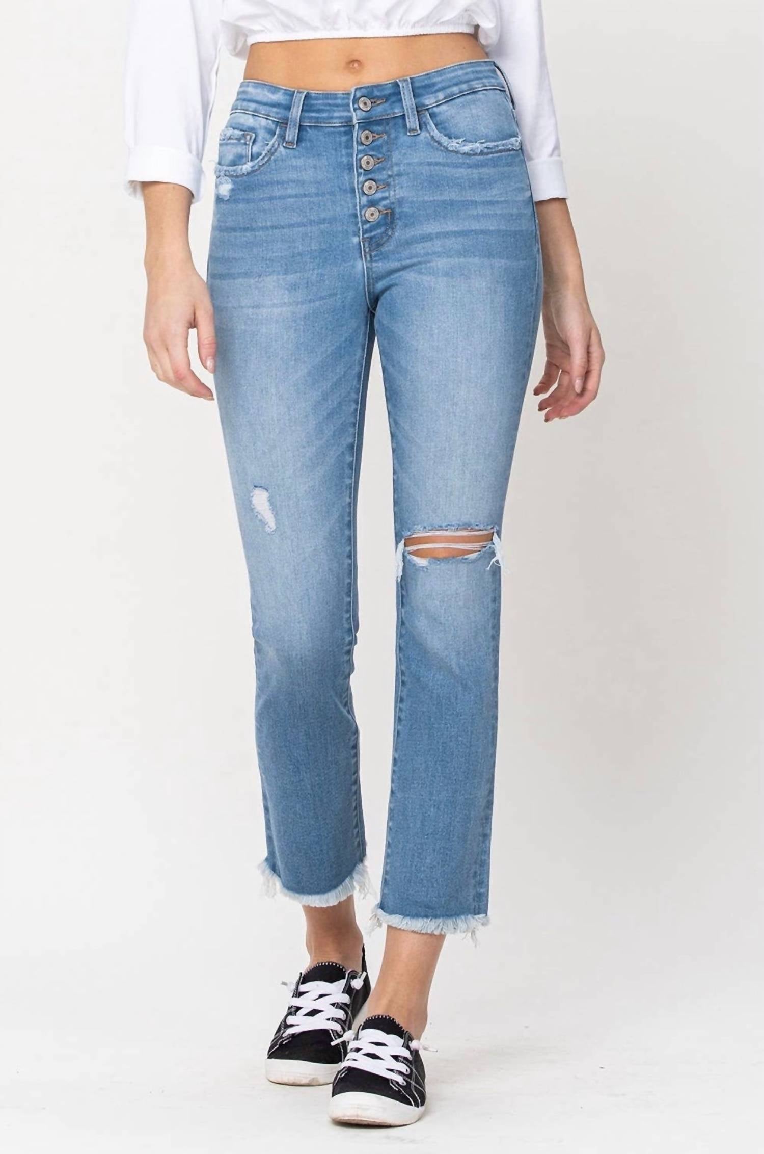 Vervet By Flying Monkey - Tori Button Fly Kick Mini Flair Jeans