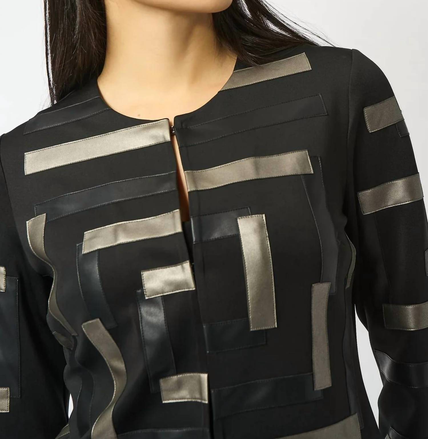 Joseph Ribkoff - Two-tone Crew Neck Jacket