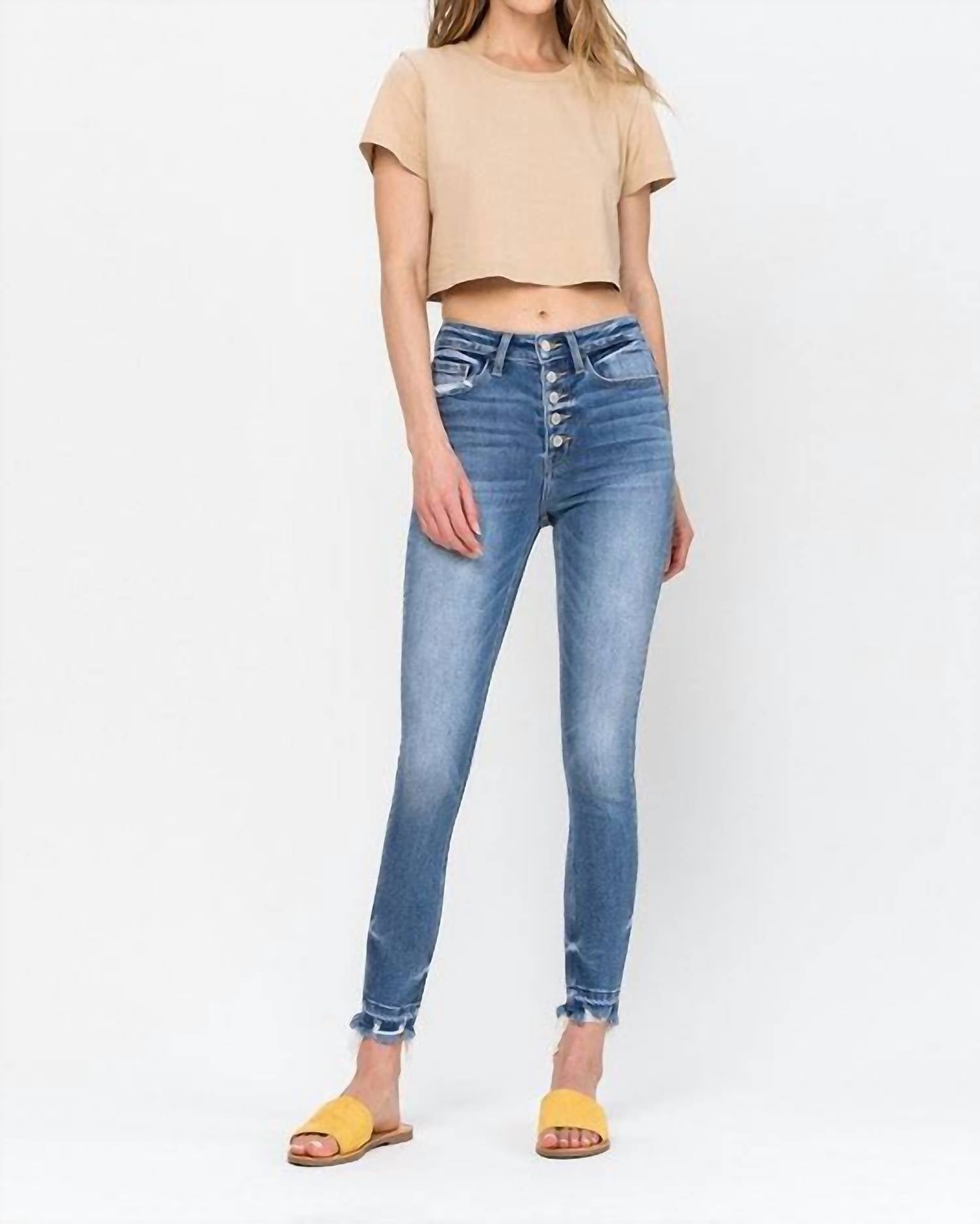 High Rise Hem Crop Skinny Jean