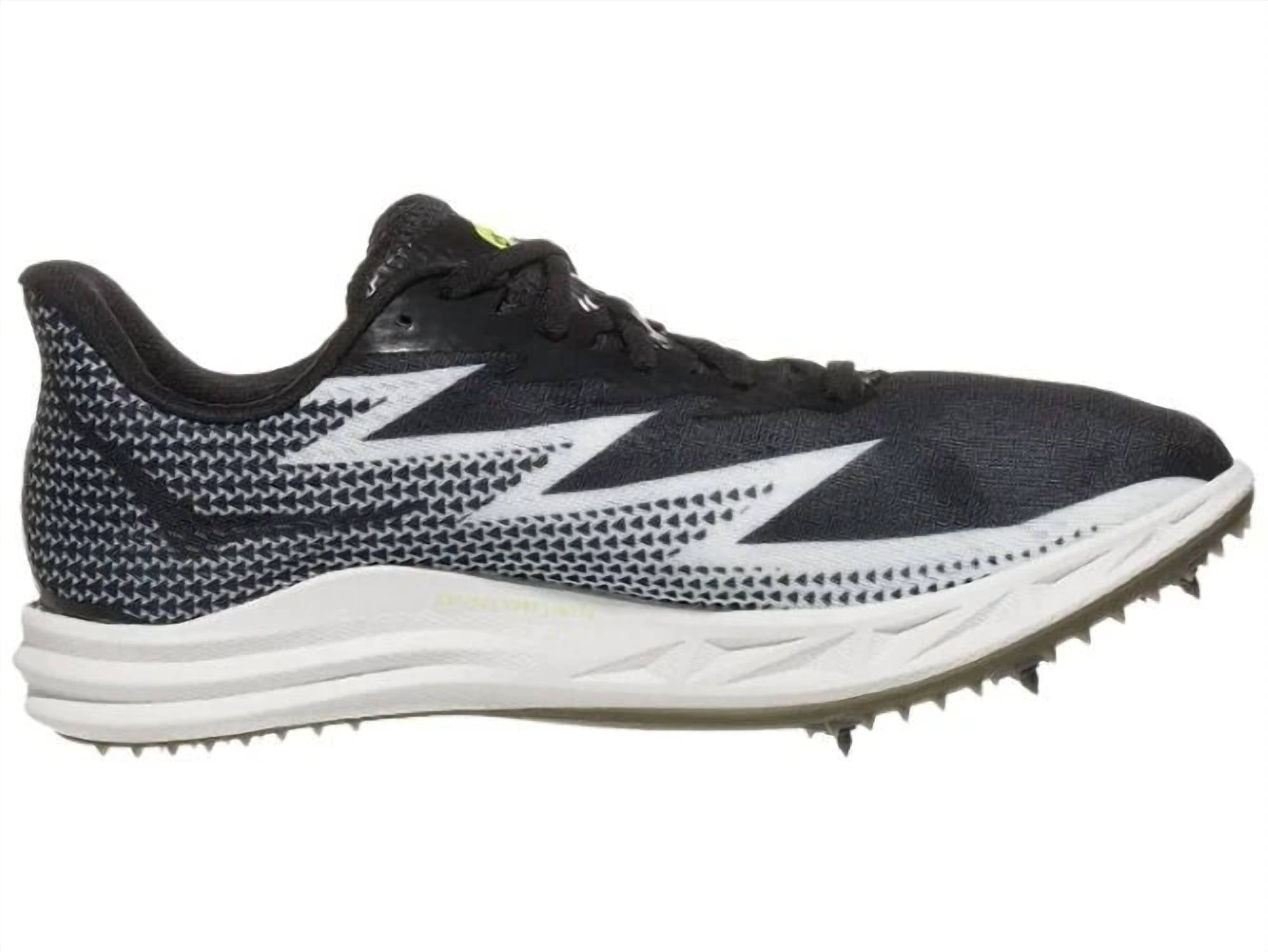 Hoka Unisex Crescendo Md Racing Shoes in black white 1 - women's shoe - detail view