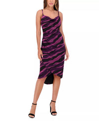 Siena Studio Wavy-print Tulip-hem Bodycon Dress in purple - women's dress