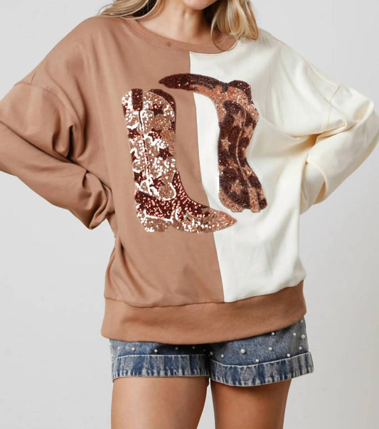 Fantastic Fawn - Sequin Boot Block Top