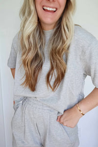The Greii - Kristen Pleated Back Tee & Skort-style Shorts Set