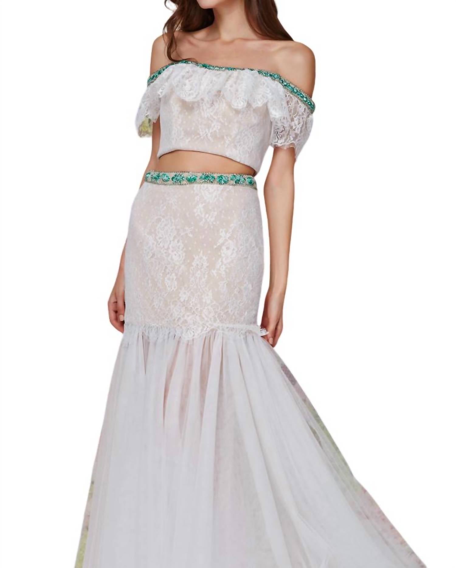 Angela & Alison - Cropped Top Prom Dress