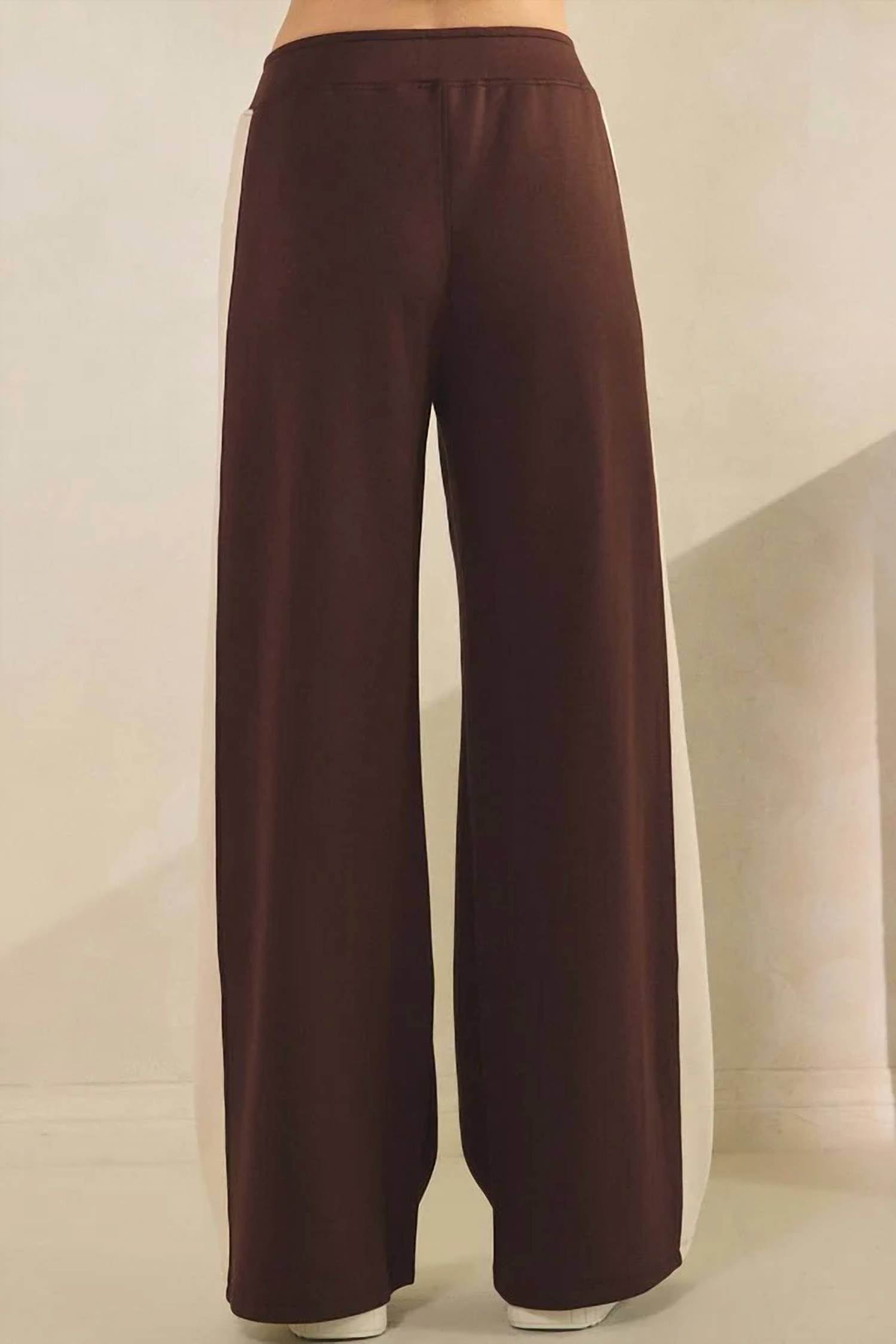 Yelete - Relaxed Fit Two-toned Wide Leg Pants