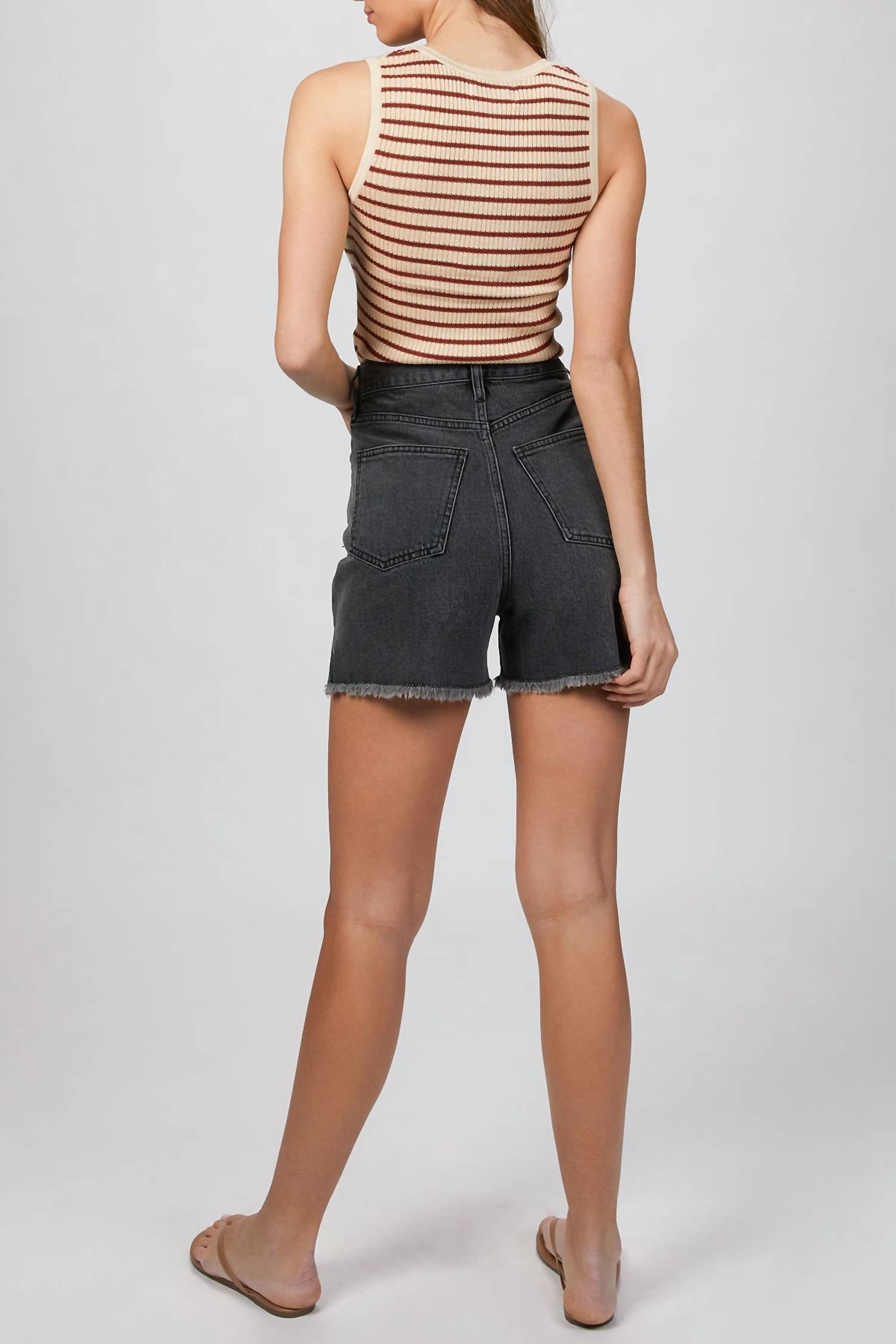 STRIPED RIBBED TANK