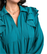 Umgee - Ruffle Long Sleeve Tiered Maxi Dress