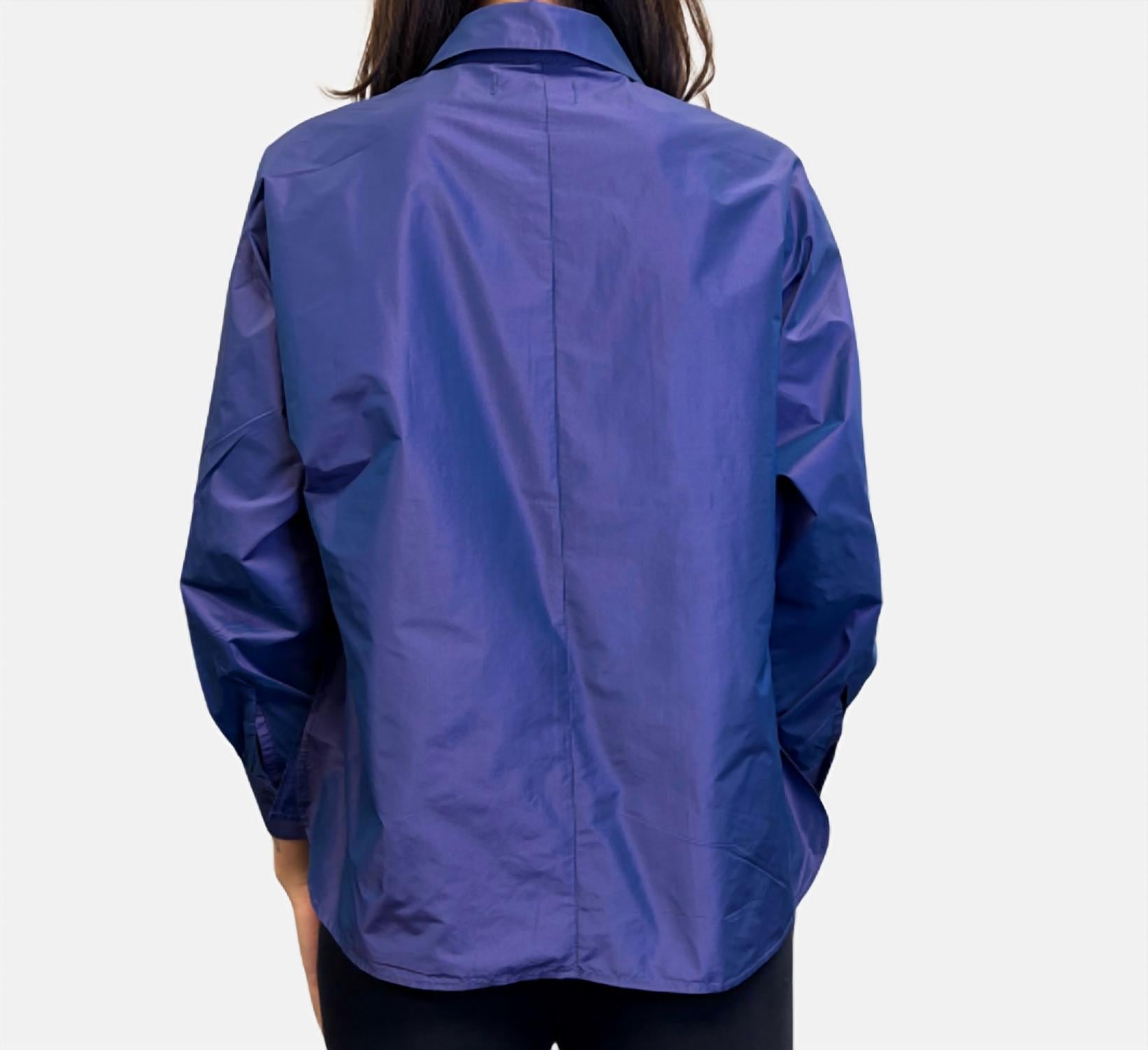Psophia Taffeta Blouse With Flowers in hyacinth - women's blouse - detail view