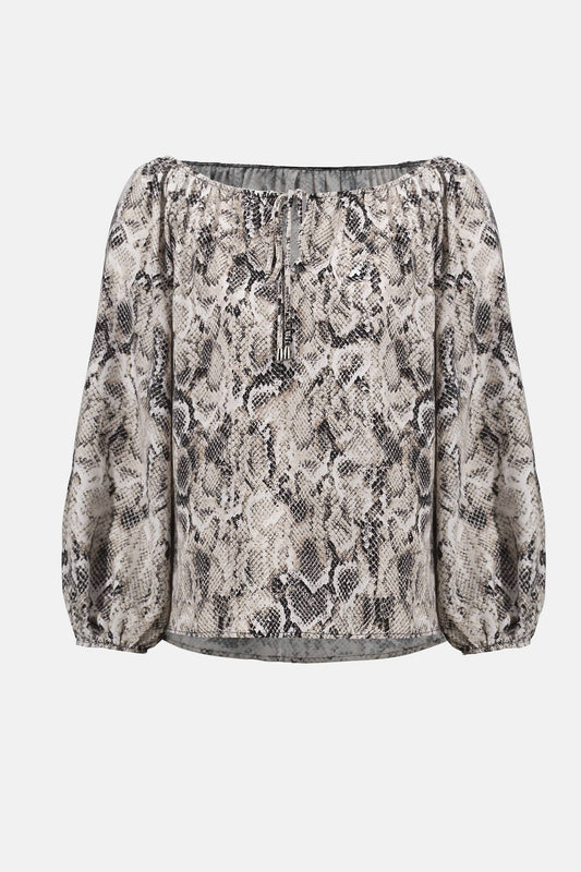 Joseph Ribkoff - Gauze Python Print Flared Top