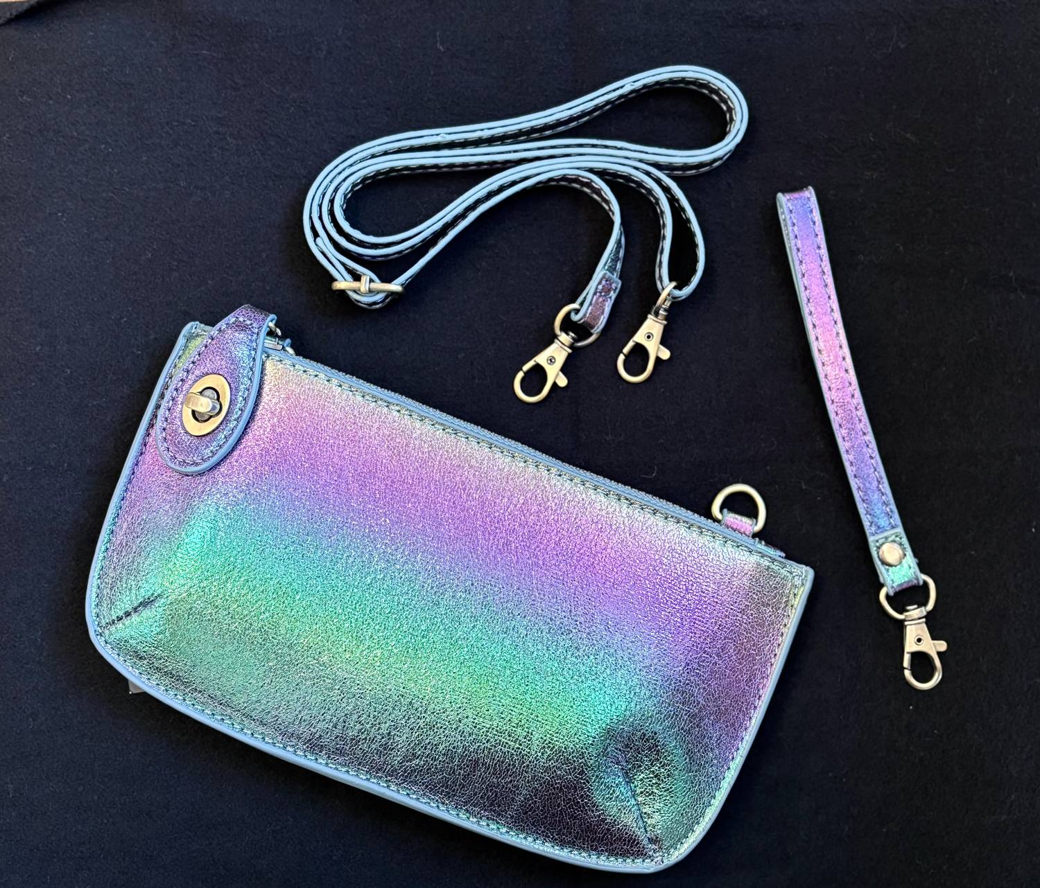 Joy Susan - Women's Holographic Mini Wristlet Crossbody Clutch