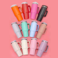 Wall To Wall - Tumbler Stainless Steel 40oz Solid Pink with Handle