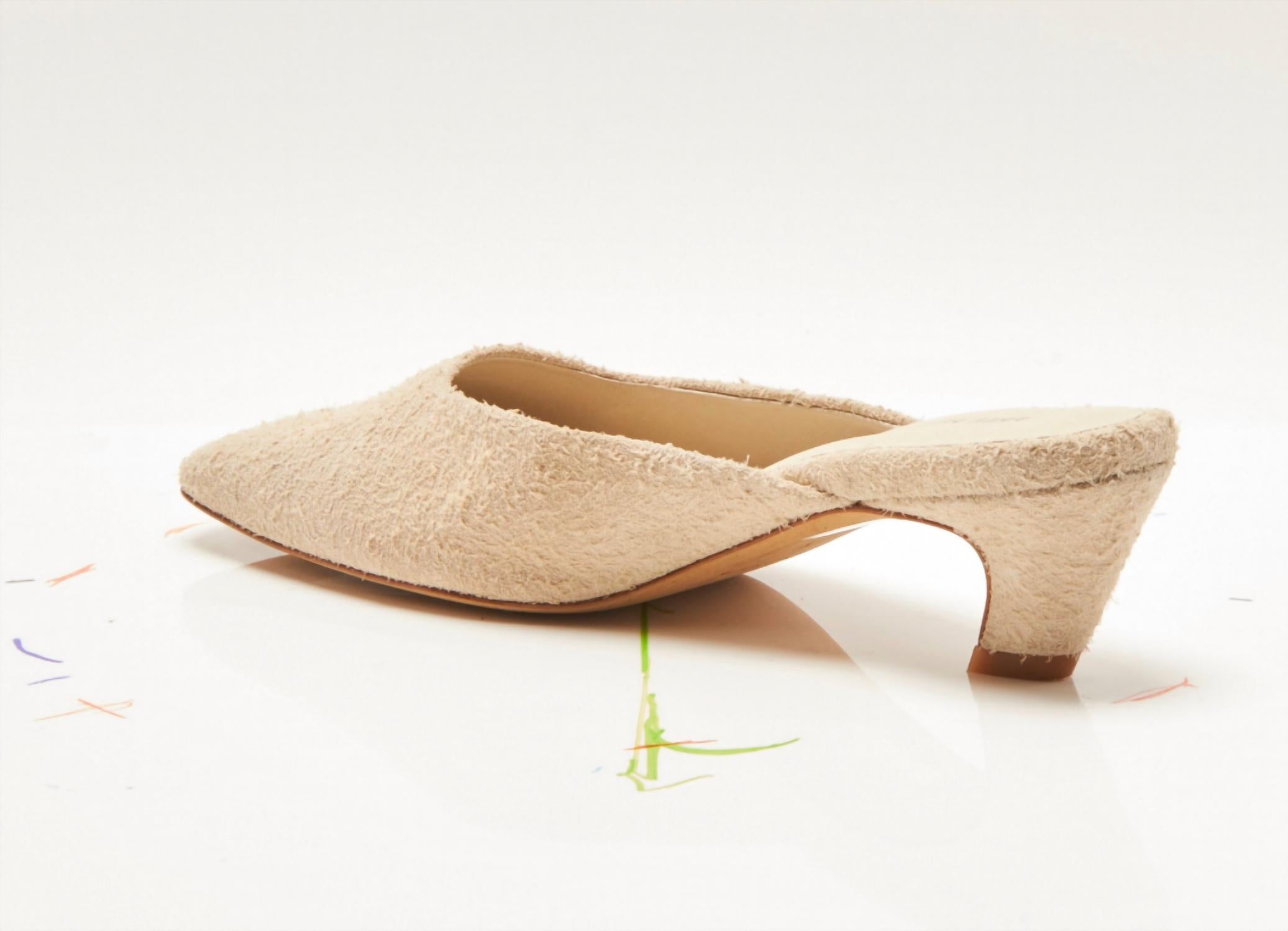 Free People Women's Avenue Heel in sand hairy suede - women's heels - detail view