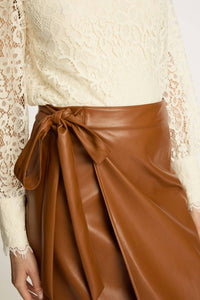 CABALLERO Peyton Vegan Leather Skirt in tobacco - women's skirt - view 4