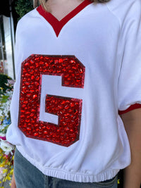 Queen Of Sparkles - Jewel 'g' Bubble V Neck Top