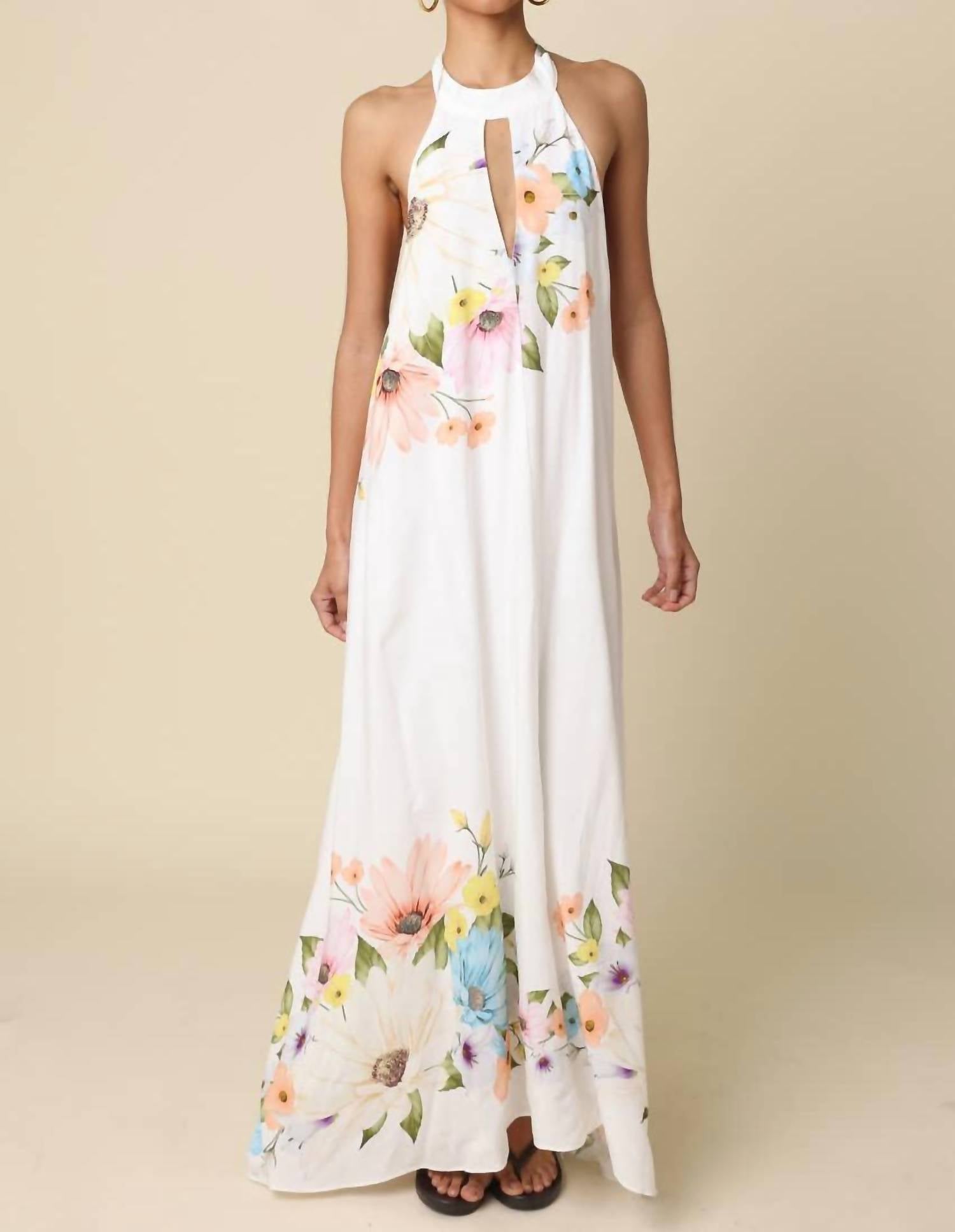 Olivaceous - Women's Shira Halter Maxi Dress
