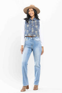 Judy Blue - High Waist Contrast Wash Thermal Straight Jeans