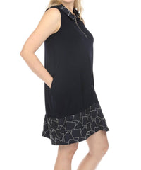 Joseph Ribkoff - Geometric Zip Front Sleeveless Shirt Dress