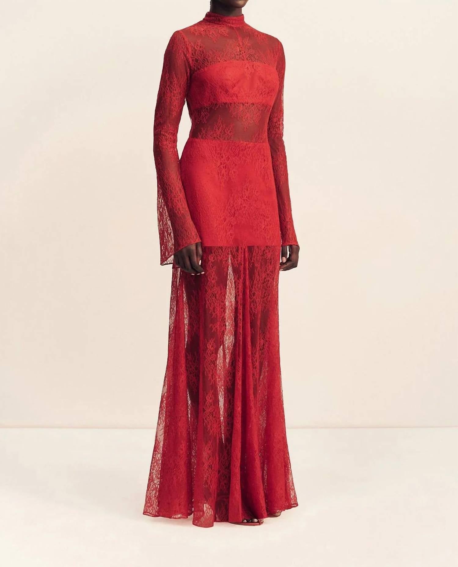 Shona Joy - Labyrinth Lace High Neck Maxi Dress