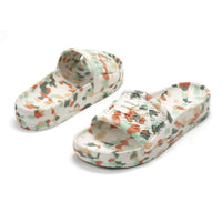 HUNTER Women's Bloom Algae Marble Slide Sandals in white - women's shoe - view 4