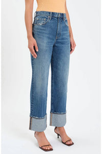 Daze - Eastside High Waist Cuff Crop Straight Leg Jeans