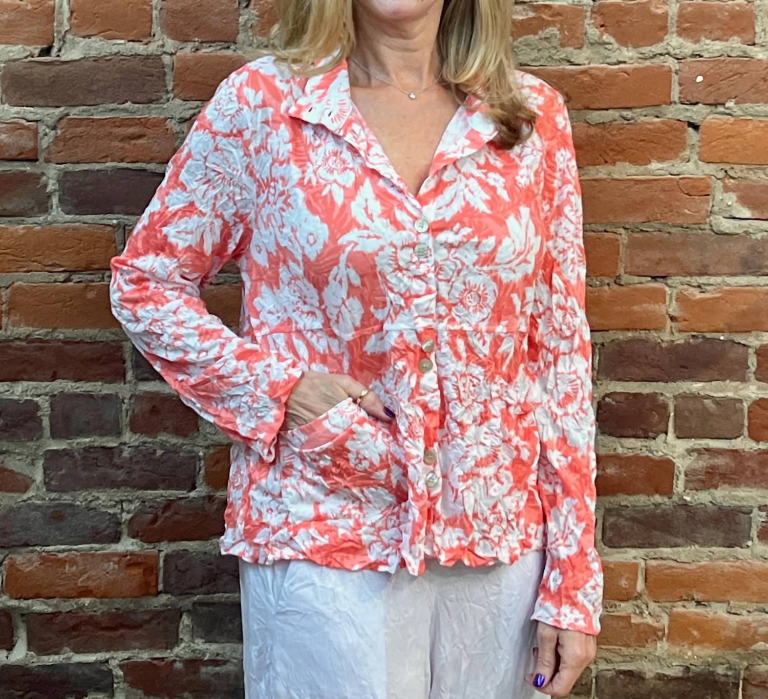 Shana Apparel - Crinkle Button Down Shirt