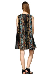 Velzera - Tribal Sleeveless Keyhole Mini Dress