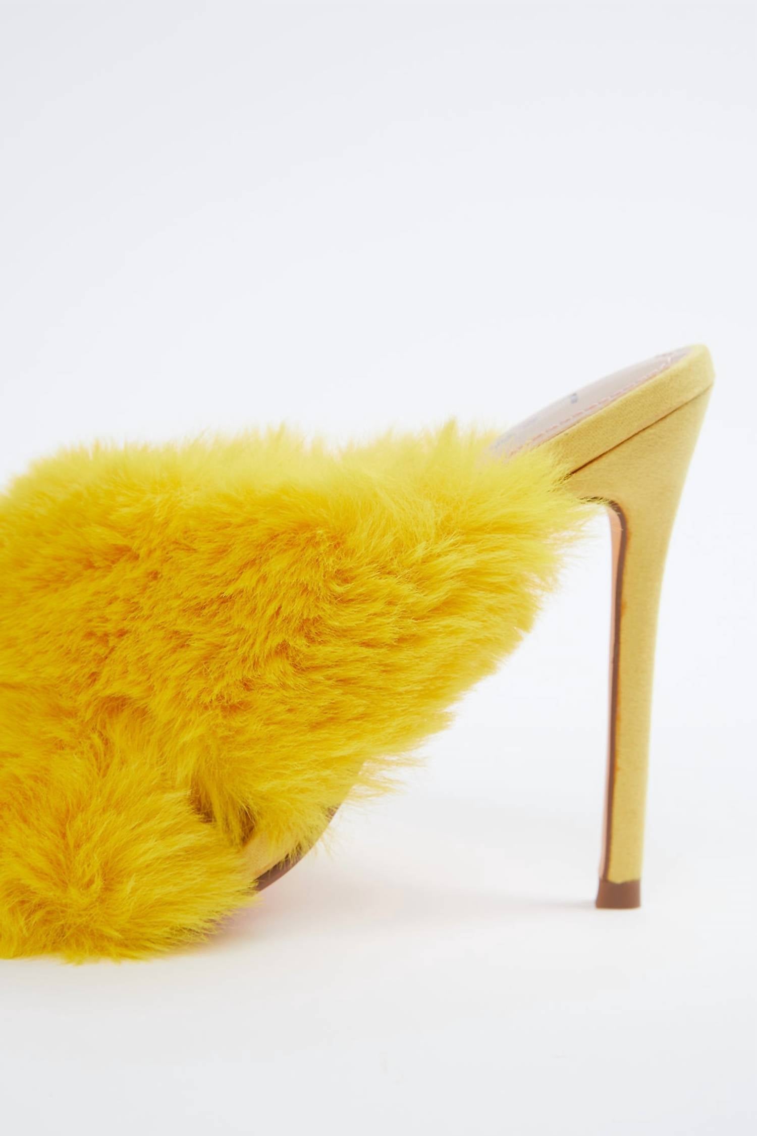FAUX-FUR VEGETARIAN SUEDE MULES