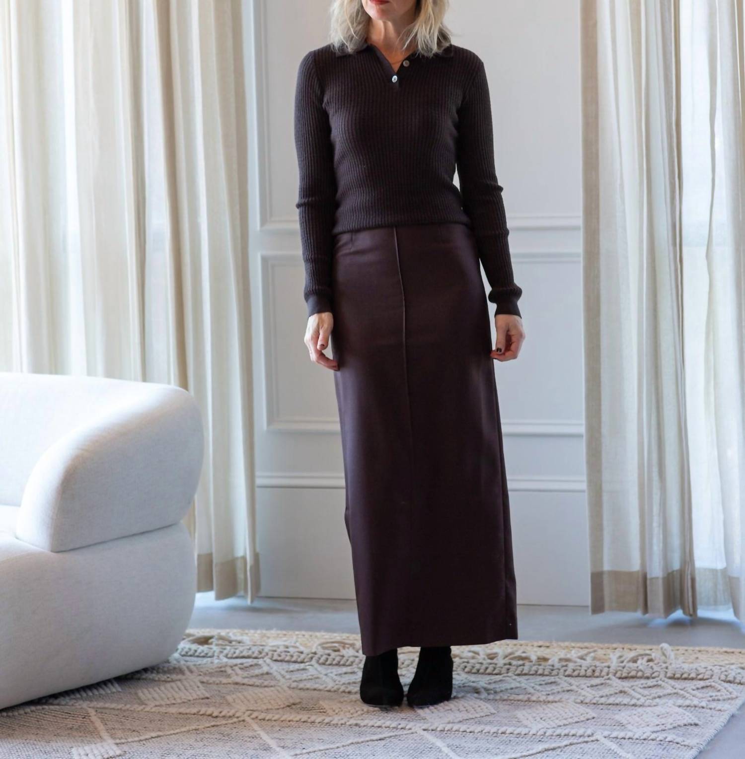House of Dagmar Pencil Maxi Skirt in chocolate brown - women's skirt - view 7
