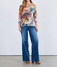 FDJ Fall Bouquet Top in multi - women's long sleeve top - alternate view