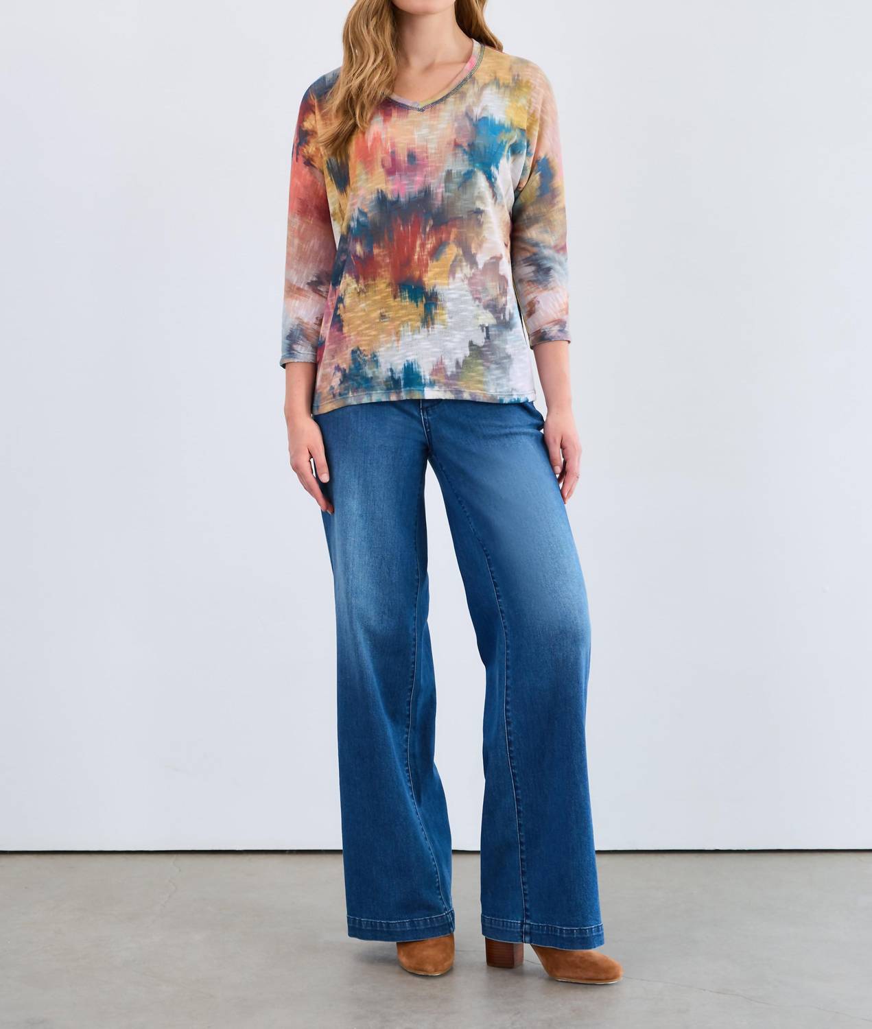 FDJ Fall Bouquet Top in multi - women's long sleeve top - alternate view