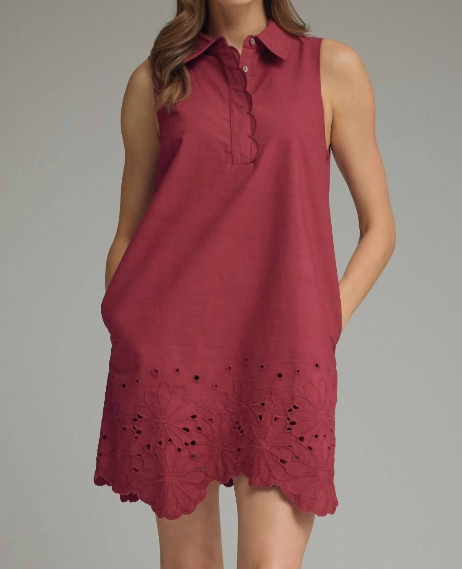 Entro - Eyelet Sleeveless Dress