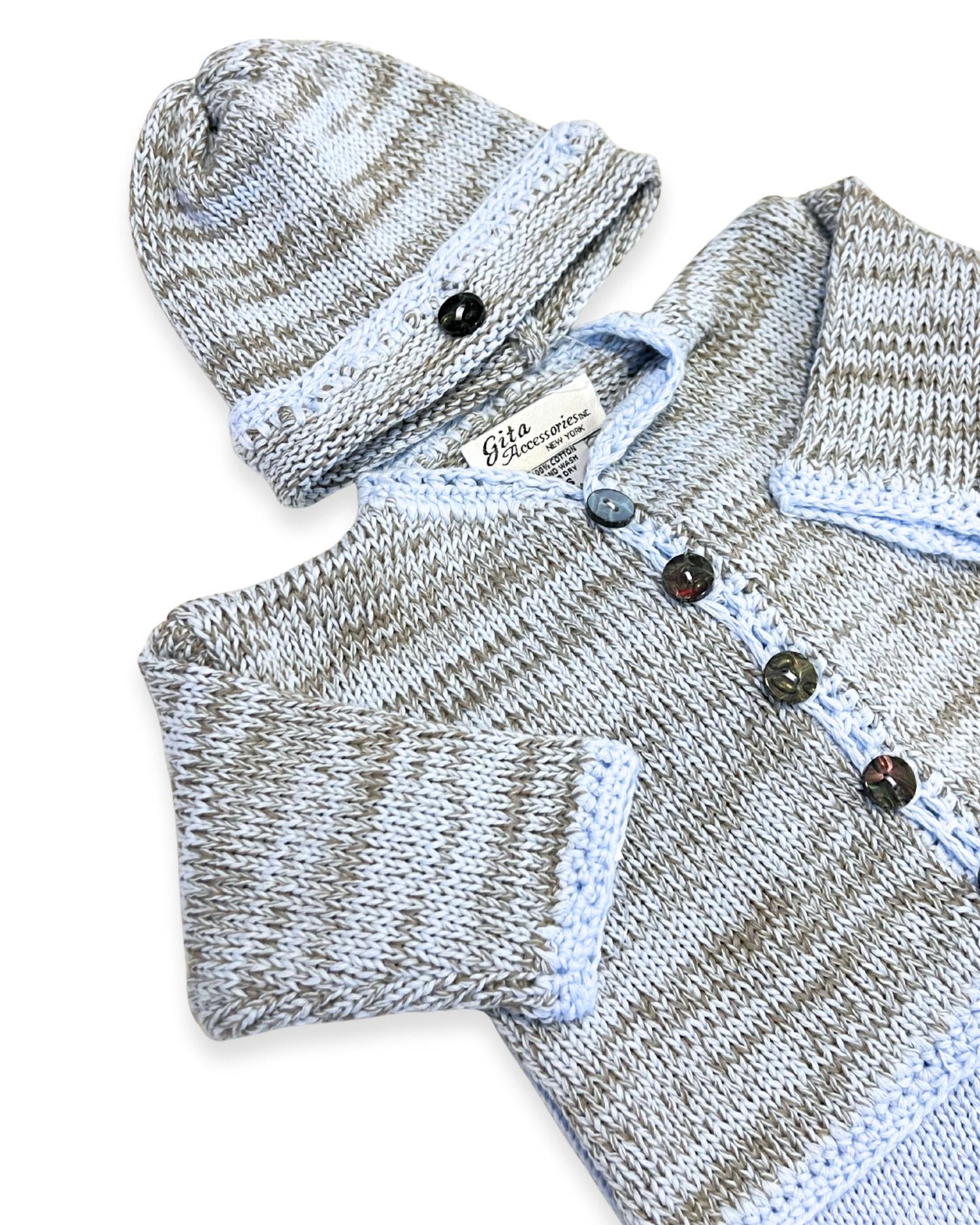 Gita - Boy's 2pc Tweed Cardigan With Hat
