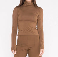 RIPLEY RADER Turtleneck Long Sleeve Top in camel - women's long sleeve top