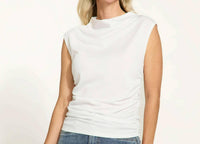 Fdj - Ruched Capped Sleeve Top