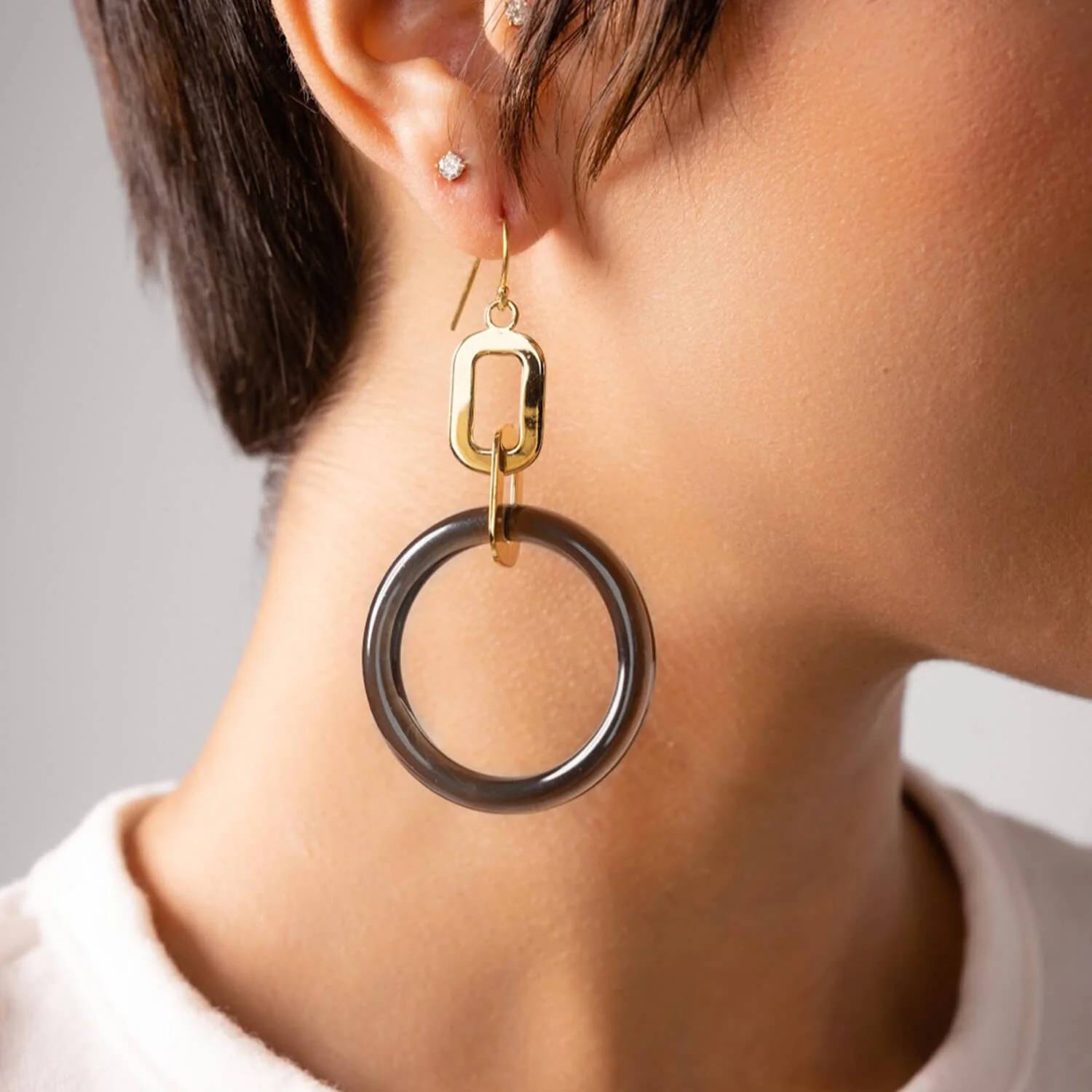 Gold & Honey - Women's Link Drop Lucite Earrings