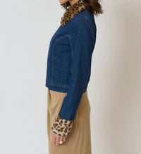 Central Park West - Dark Denim And Cheetah Fur Jacket