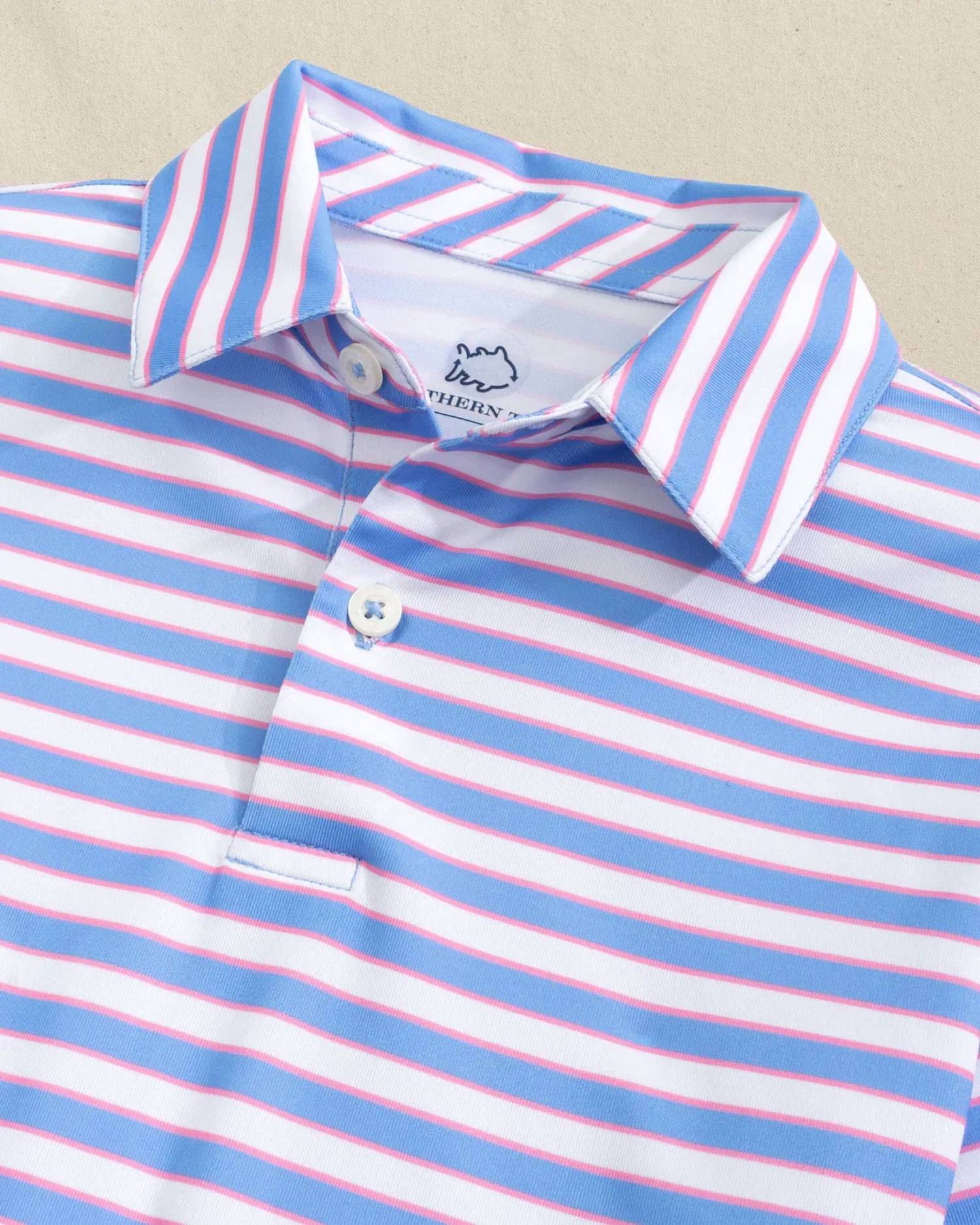 Southern Tide - Boy's Short Sleeve Driver Water Way Stripe Polo