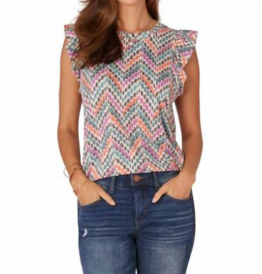 Democracy - Cap Sleeve Abstract Print Top