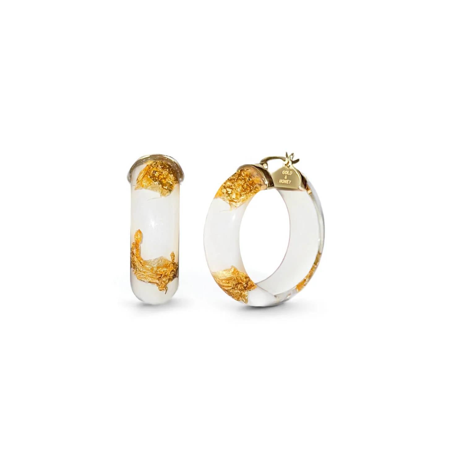 Gold & Honey - Women's Mini Lucite Hoop Earrings