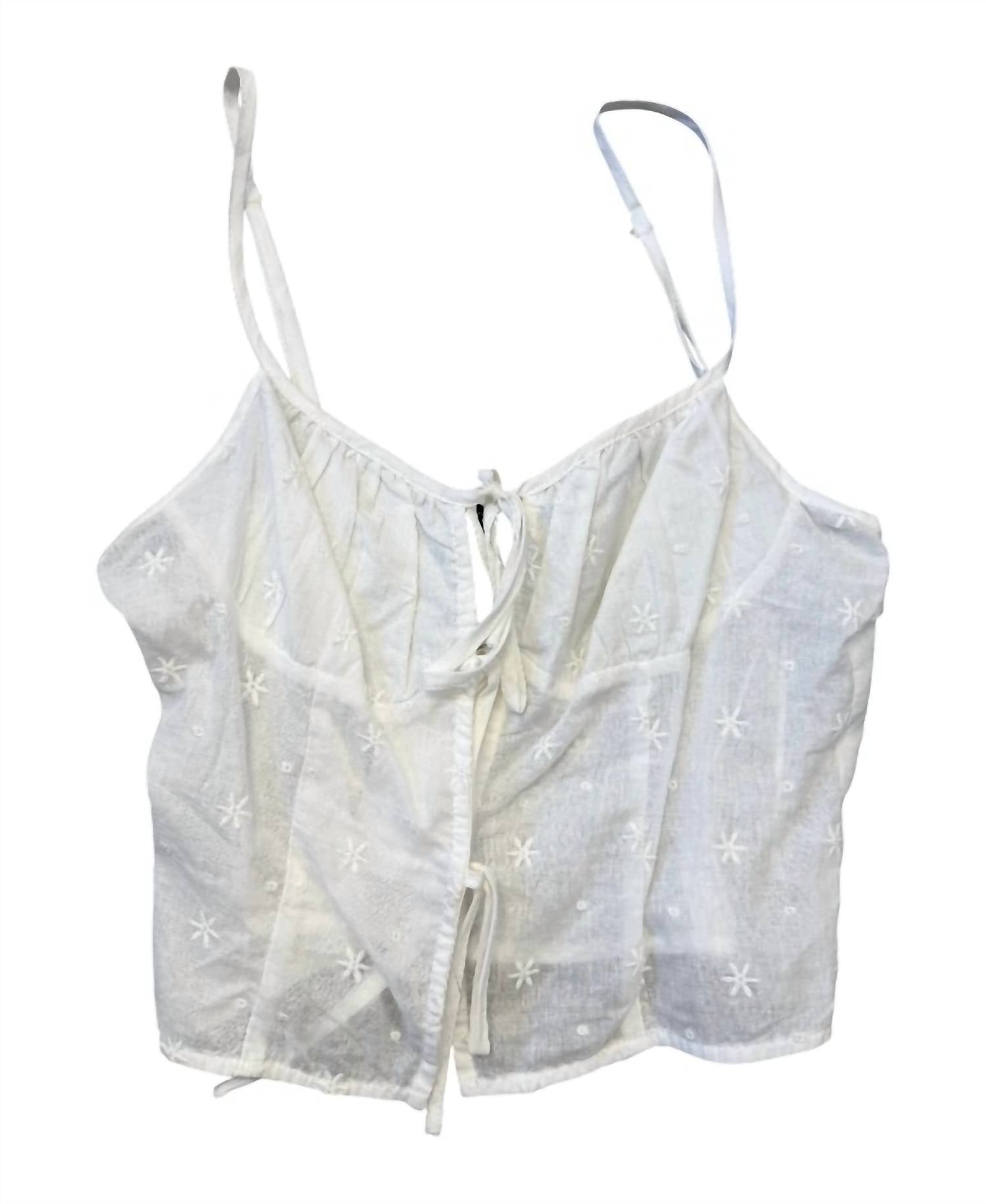 Cotton Candy La - Women's Embroidered Tie Front Tank