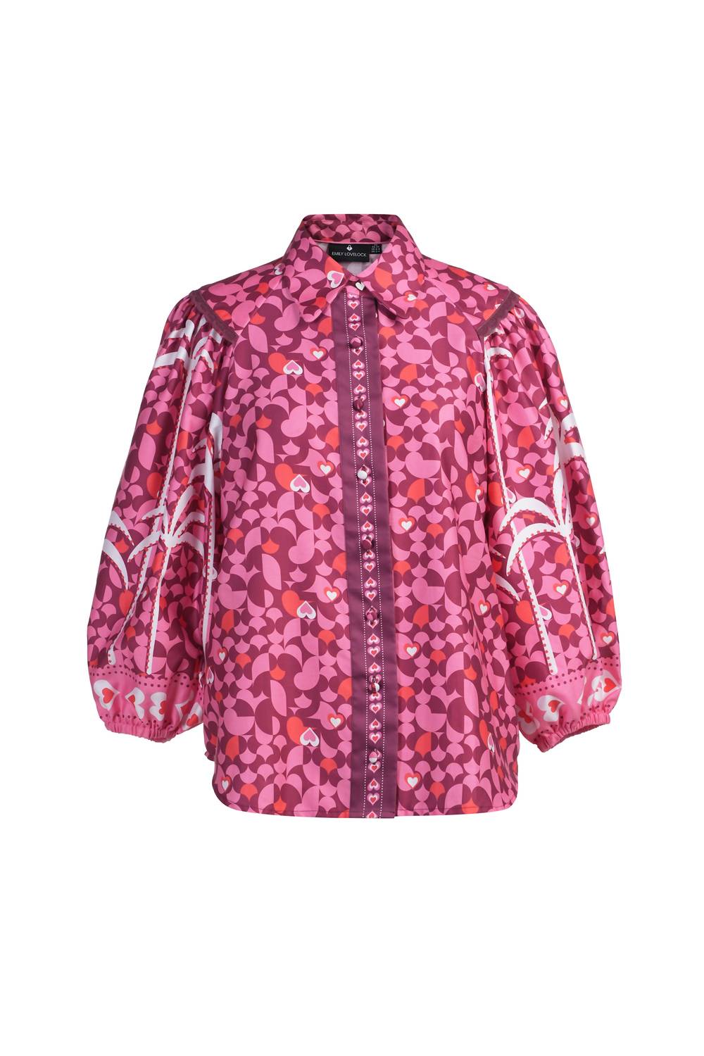 EMILY LOVELOCK Edie Top in cranberry juice - women's shirt - detail view