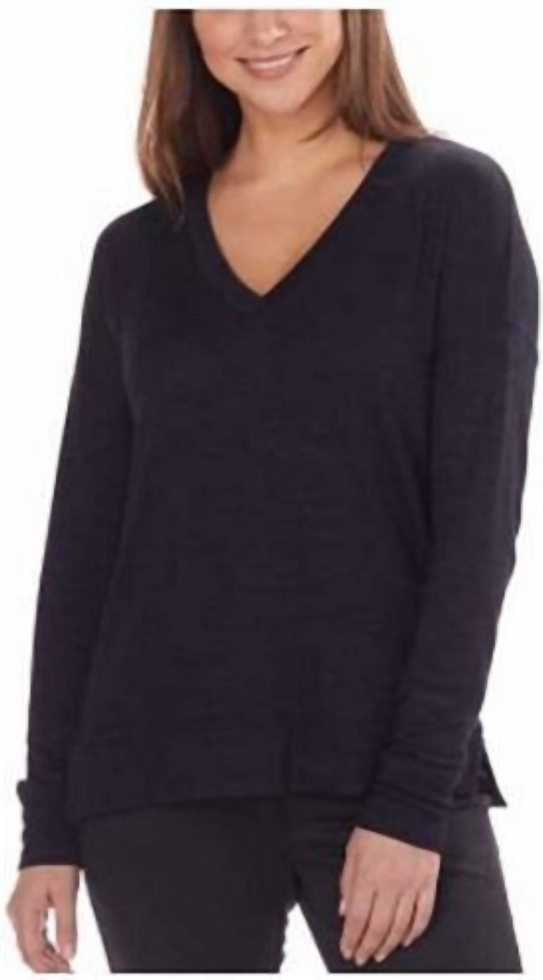 Kirkland Signature - Women's Long Sleeve Relaxed Fit V Neck Top
