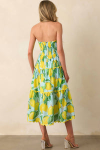 Prosperina Elena Strapless Midi Dress in blue lemon - women's dress - view 5