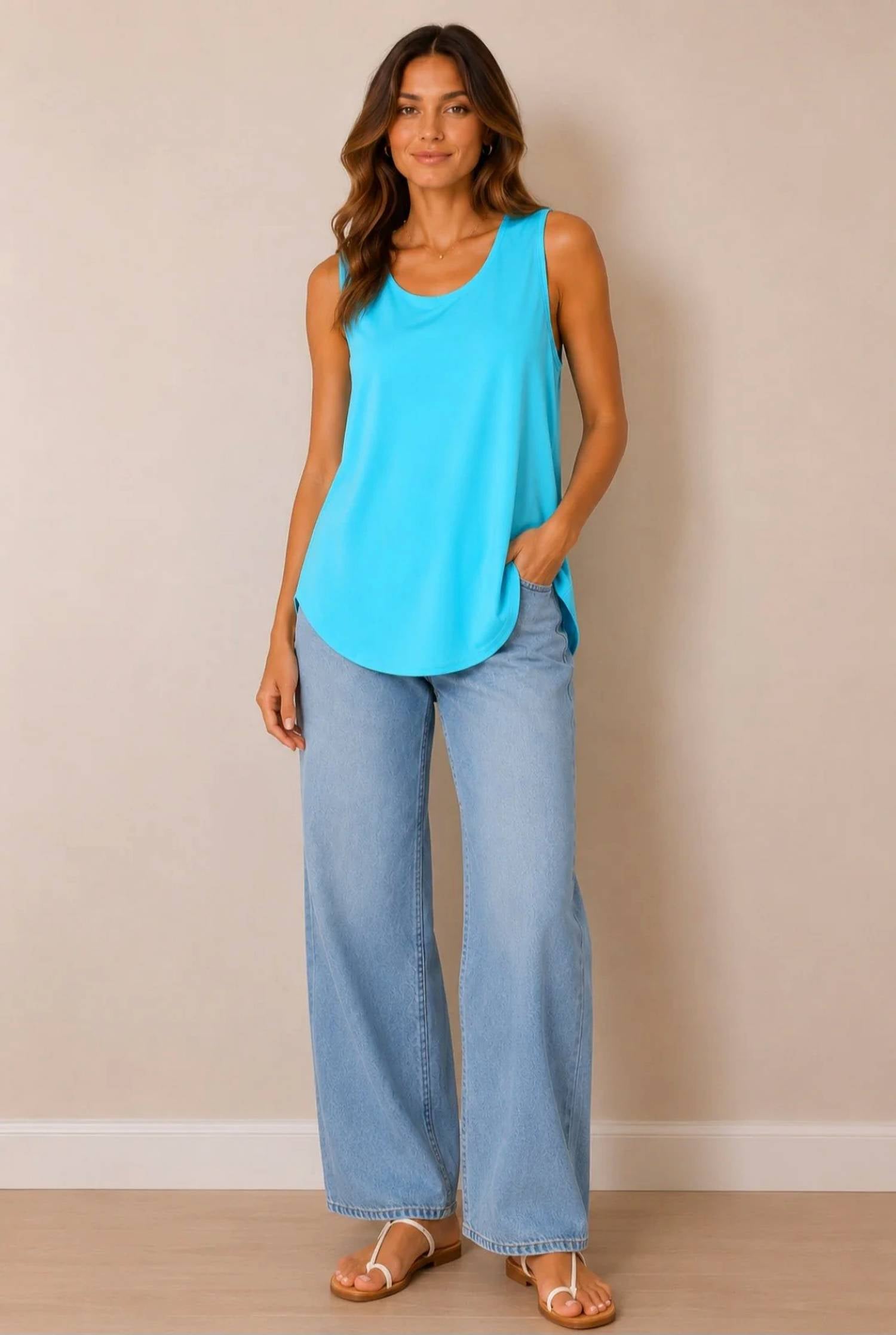 Lulu-B - Upf 50+ Scoop Neck Sleeveless Sun Protection Tank