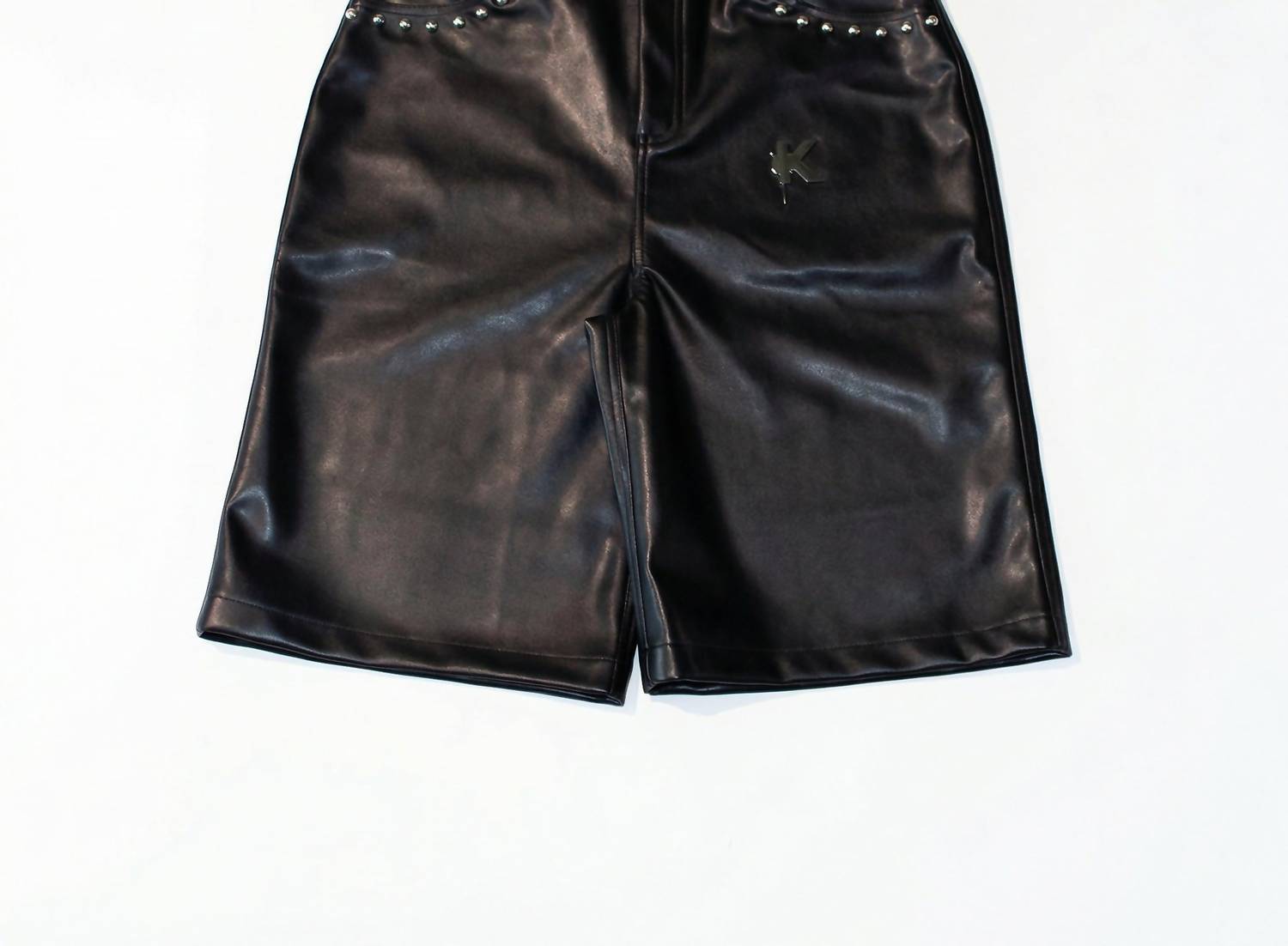 knotWTR Leather Shorts in black - women's shorts - detail view