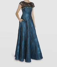 Talbot Runhof - Floral Jacquard Lace-inset Gown Dress
