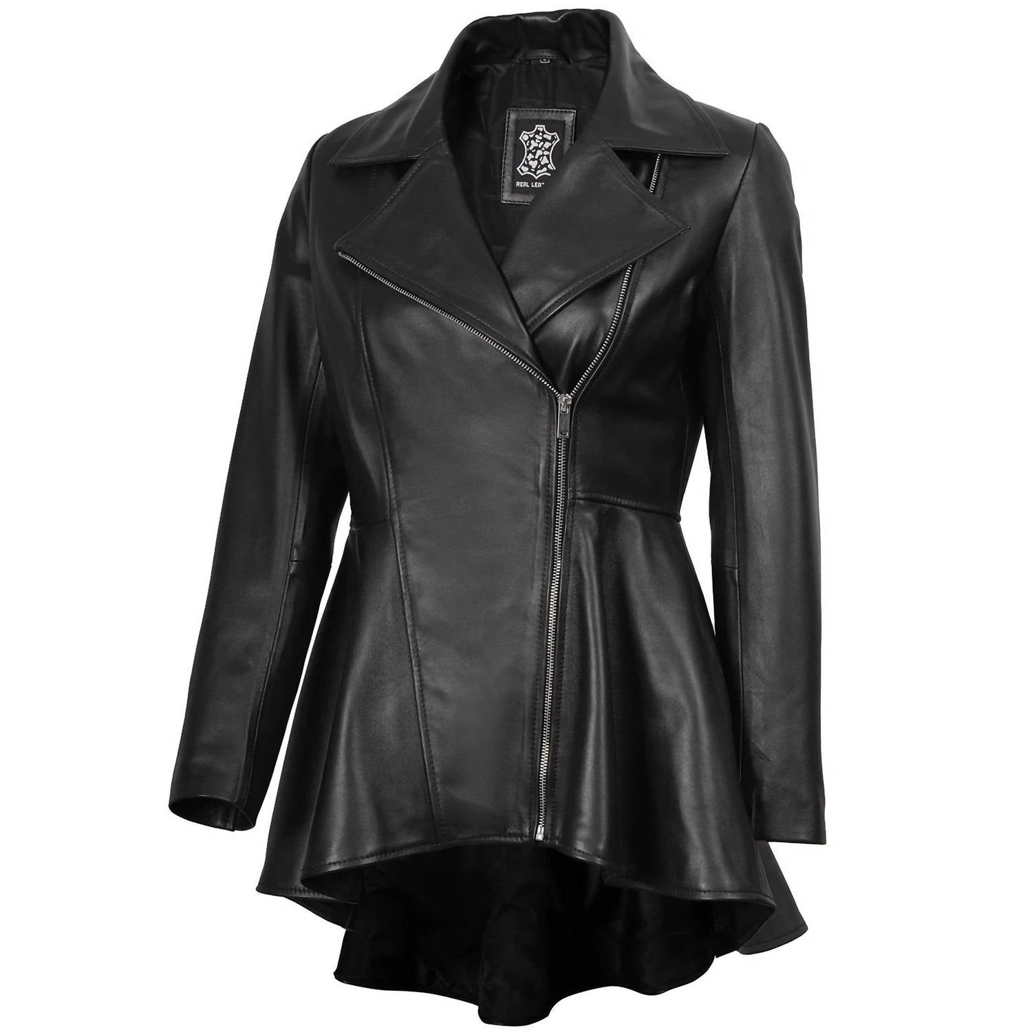 Decrum - Asymmetrical Peplum Leather Jacket