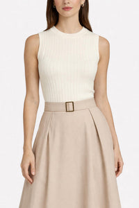 Veronica Beard Jerrel Merino Wool Tank Top in ivory - women's tank top