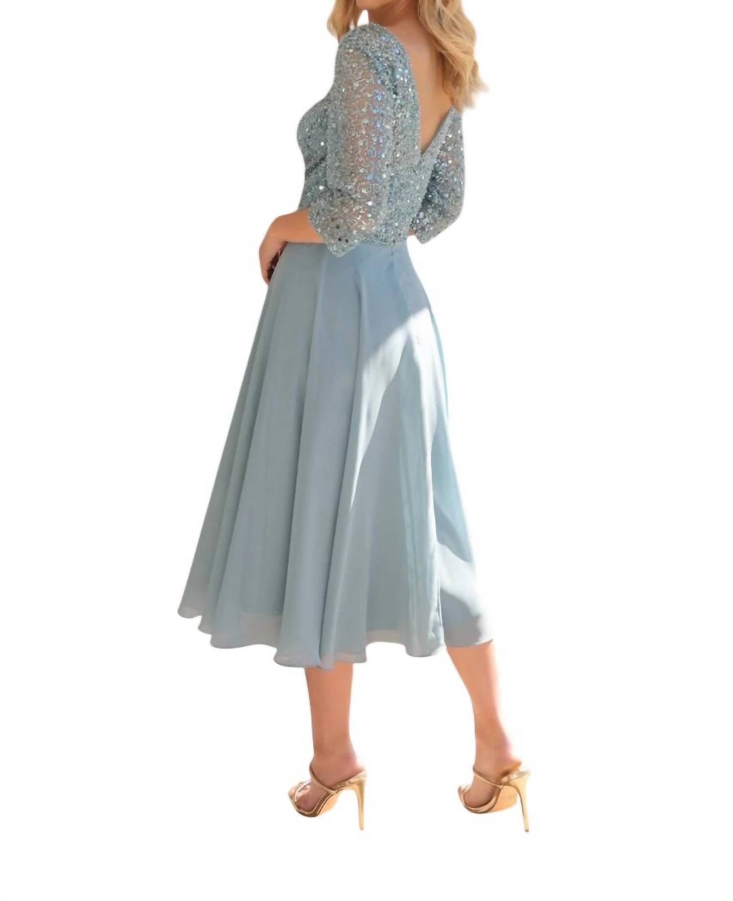 Nox Anabel - Sequin Bodice Short 3/4 Sleeve Dress